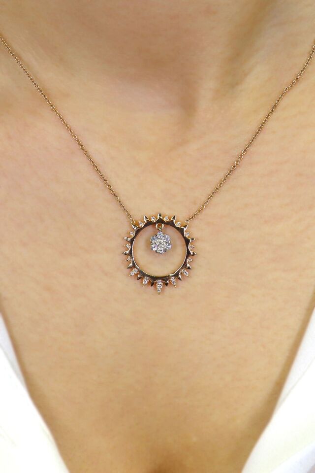 Tasarım Güneş Pırlanta Kolye