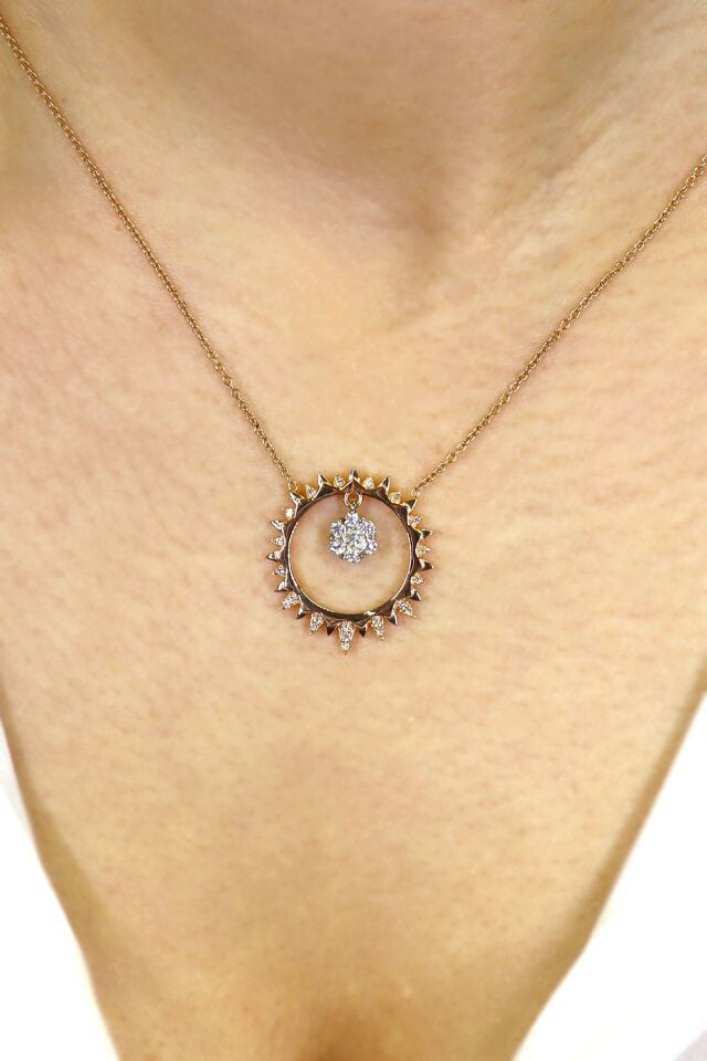 Tasarım Güneş Pırlanta Kolye