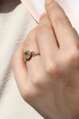 Vintage Yeşil Turmalin & Pırlanta Yüzük