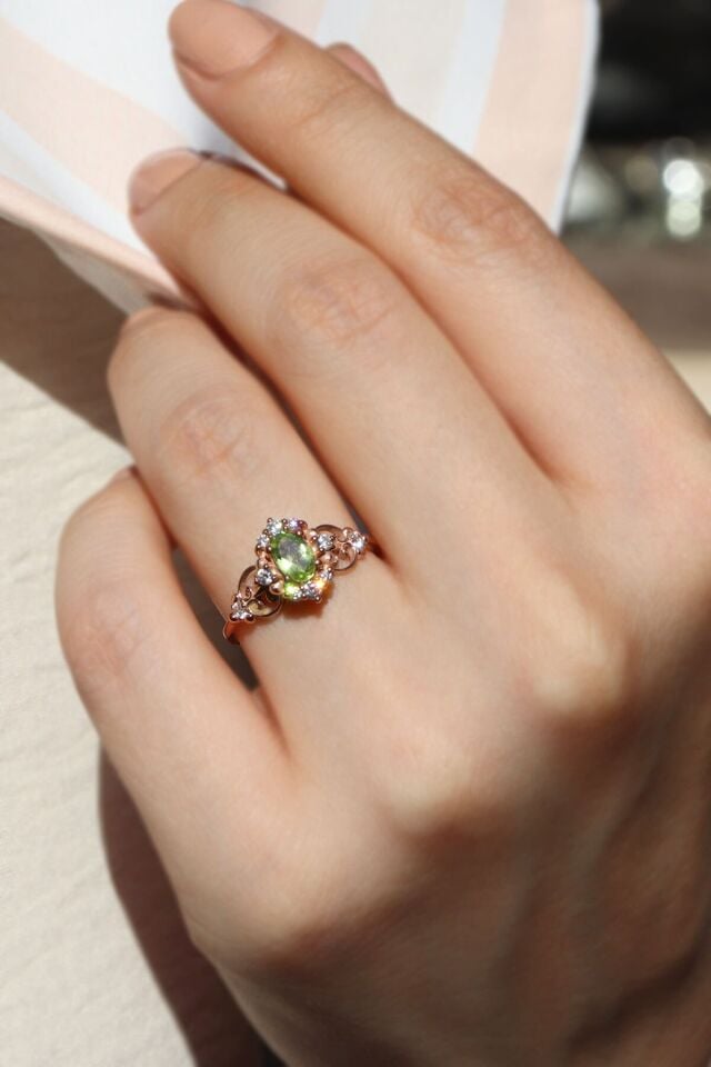 Vintage Yeşil Turmalin & Pırlanta Yüzük