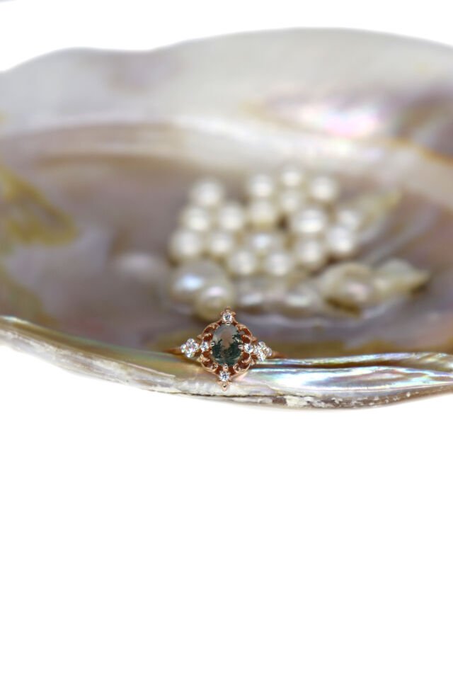 Vintage Moss Agate &  Pırlanta Yüzük
