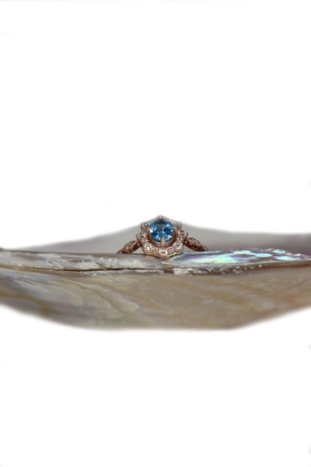 Vintage Aquamarine & Pırlanta Yüzük