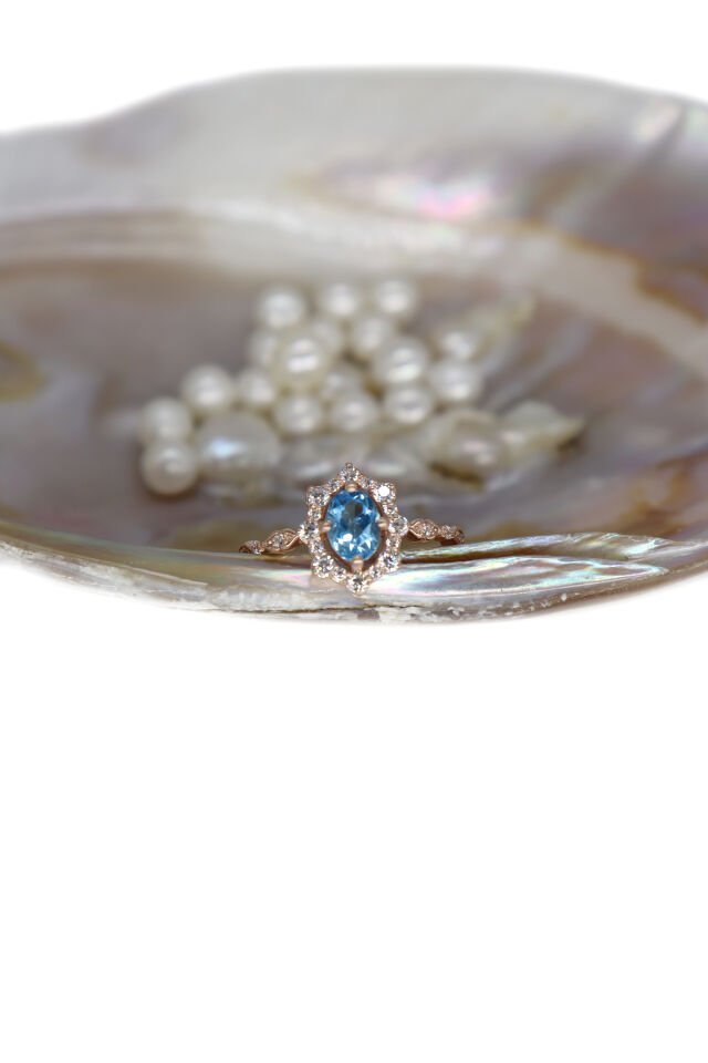 Vintage Aquamarine & Pırlanta Yüzük