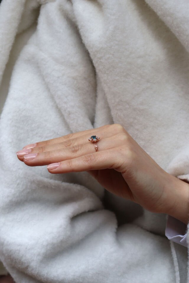 Vintage Aquamarine & Pırlanta Yüzük