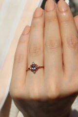 Vintage Ametist & Pırlanta Yüzük