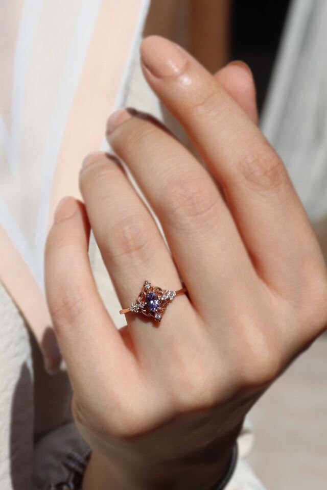 Vintage Ametist & Pırlanta Yüzük