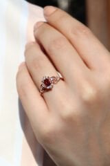 Vintage Garnet & Pırlanta Yüzük