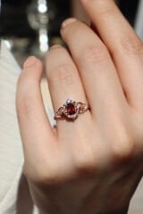 Vintage Garnet & Pırlanta Yüzük