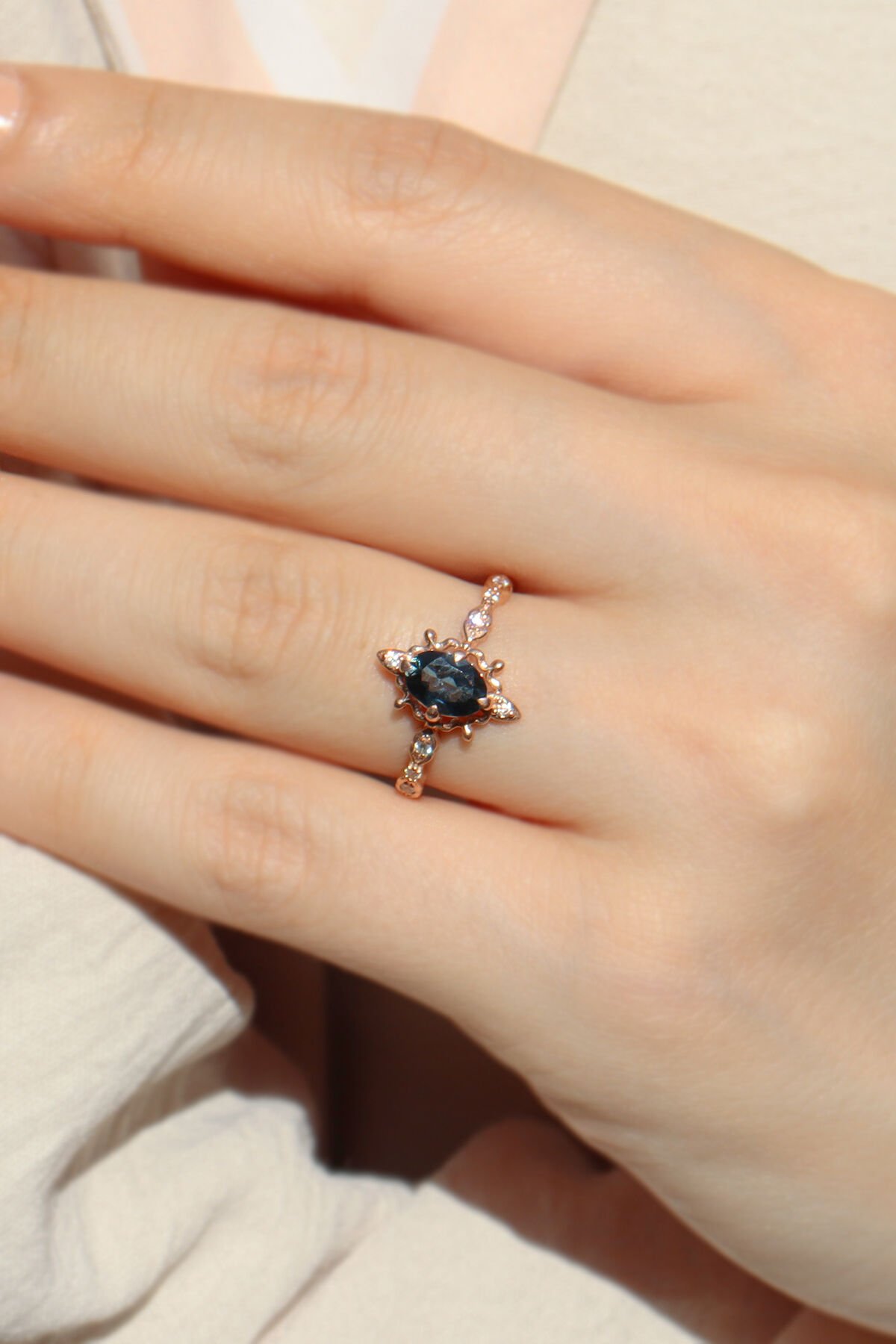 Vintage London  BLue & Pırlanta Yüzük