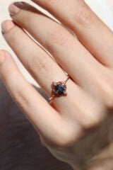 Vintage London Blue & Pırlanta Yüzük