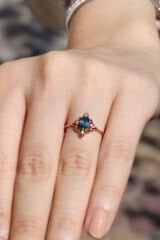 Vintage London Blue & Pırlanta Yüzük