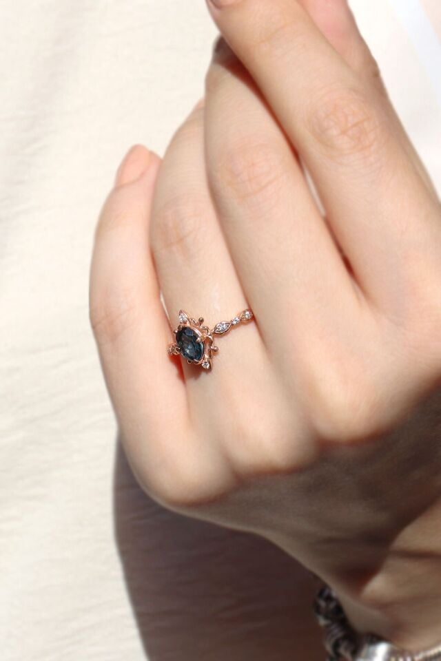 Vintage Moss Agate & Pırlanta Yüzük