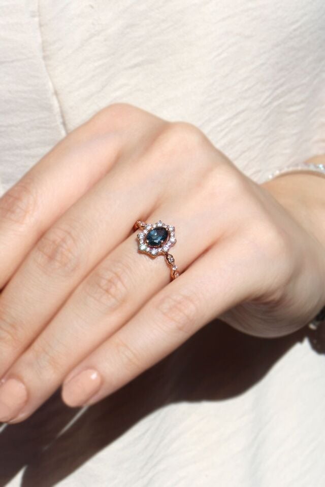 Vintage Moss Agate & Pırlanta Yüzük