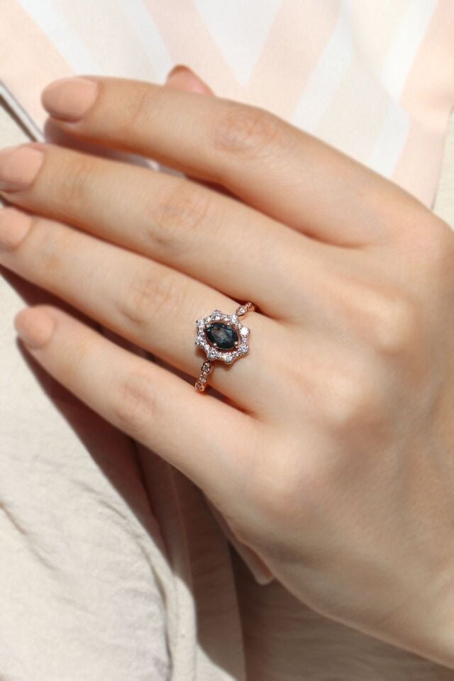 Vintage Moss Agate & Pırlanta Yüzük