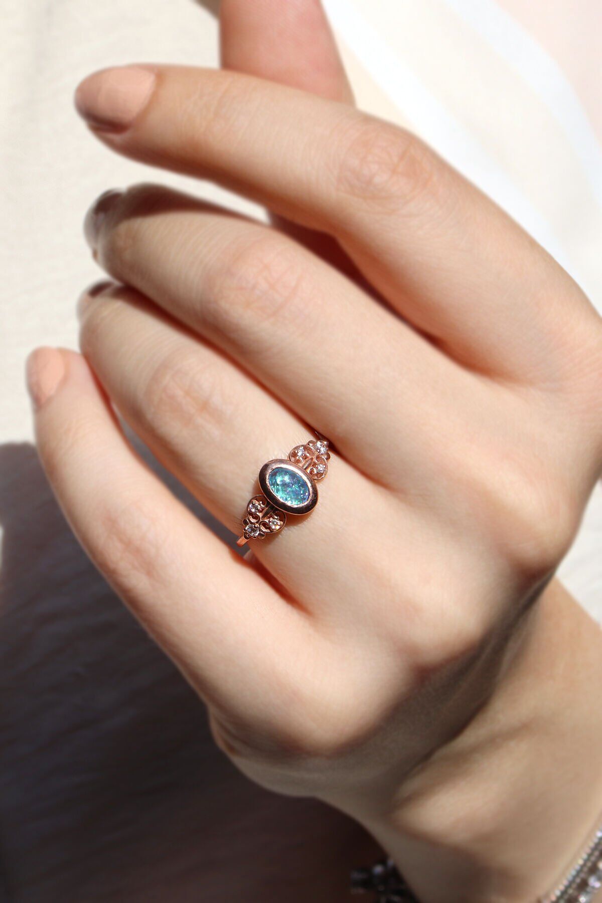 Vintage Opal & Pırlanta Yüzük