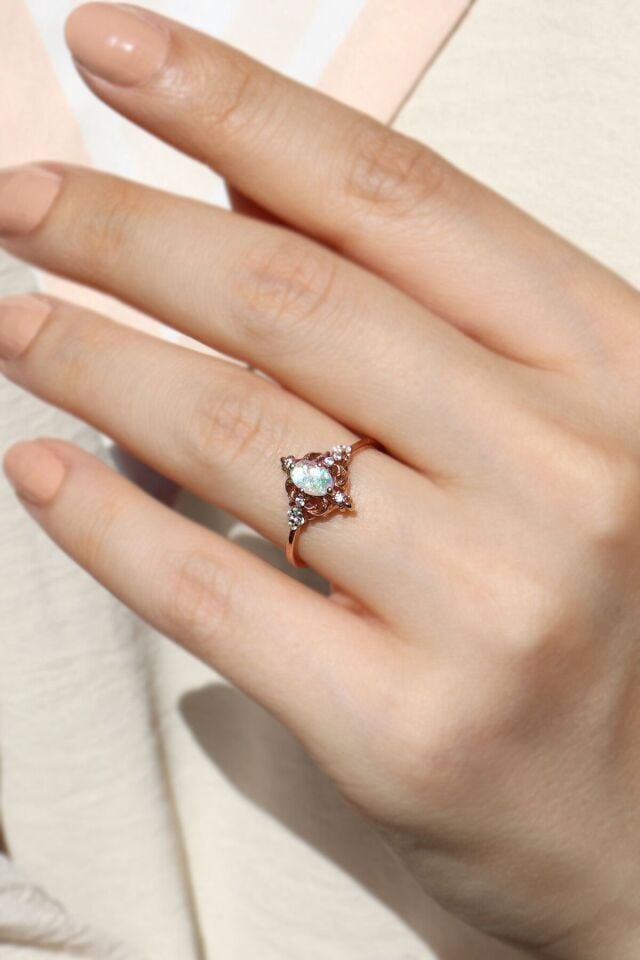 Vintage Opal & Pırlanta Yüzük