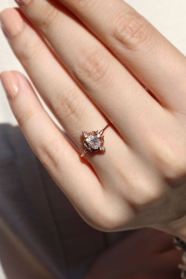 Vintage Beyaz Topaz & Pırlanta Yüzük