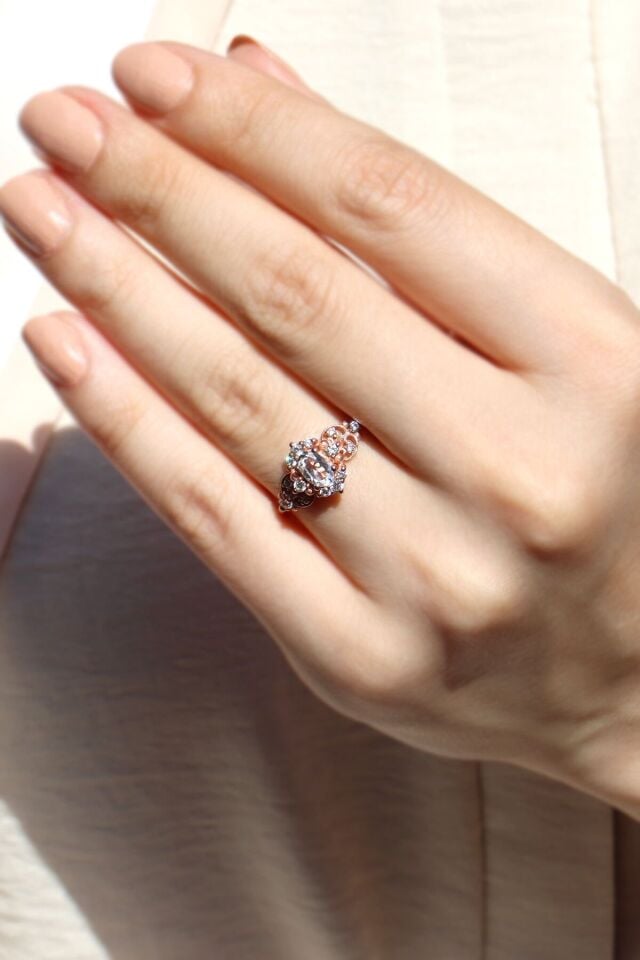 Vintage Beyaz Topaz & Pırlanta Yüzük