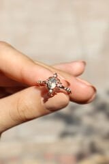 Vintage Moss Agate & Pırlanta Yüzük