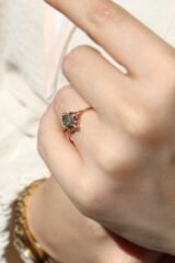 Vintage Moss Agate & Pırlanta Yüzük