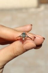 Vintage Moss Agate & Pırlanta Yüzük