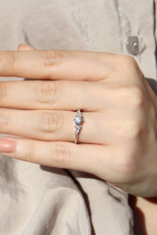 Vintage Asimetri Pırlanta Yüzük