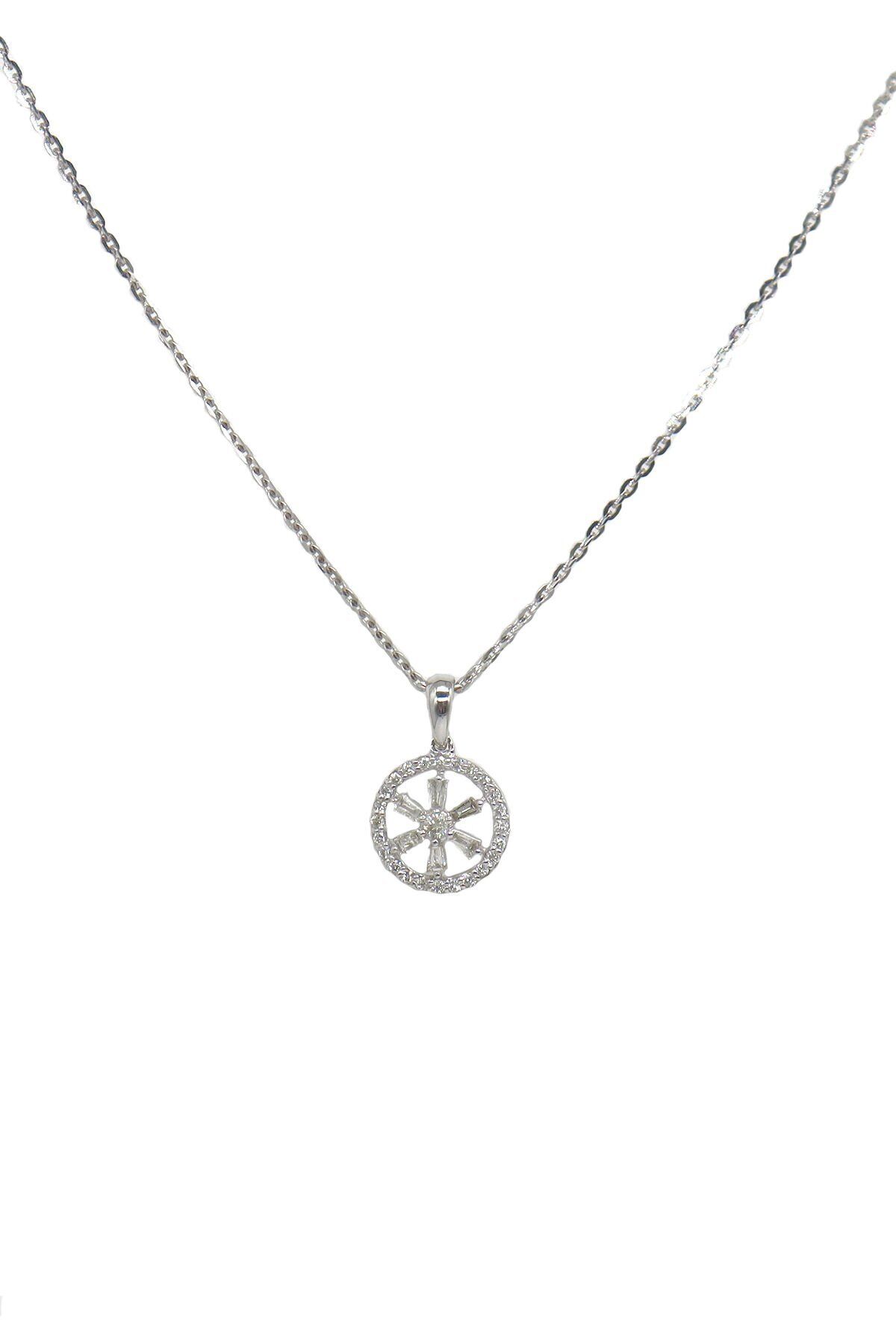 0.35 ct Pırlanta Baget Kolye