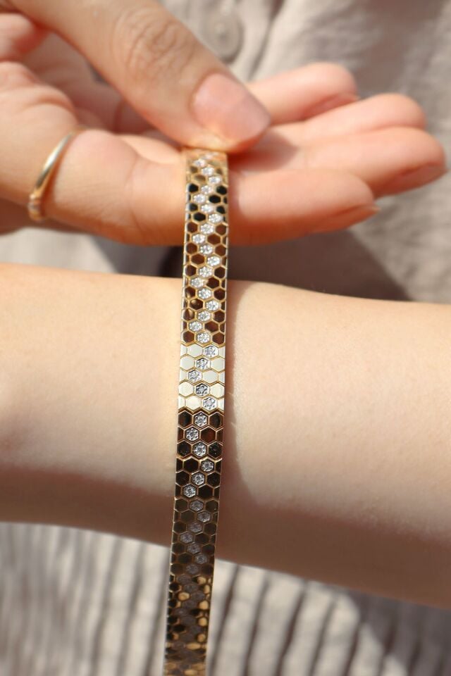 Tasarım Petek Pırlanta Bileklik