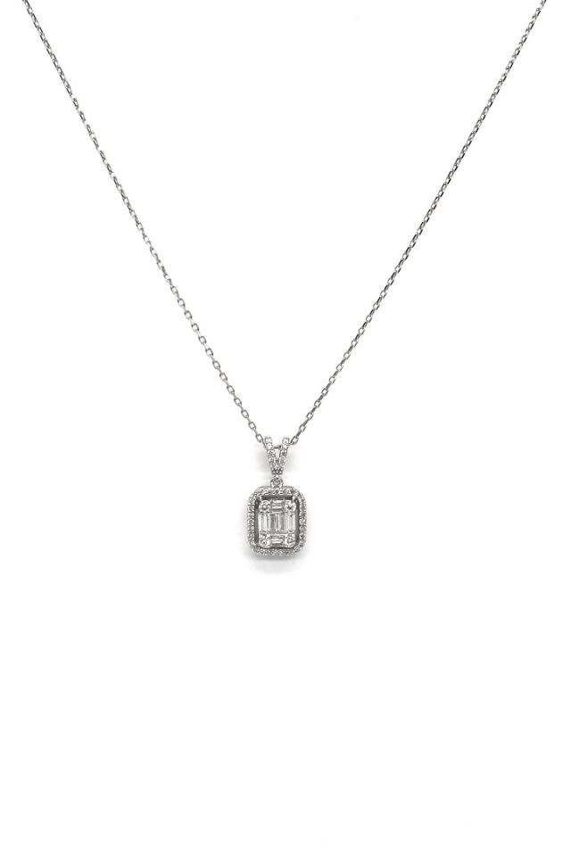 0.45 ct Baget Pırlanta Kolye