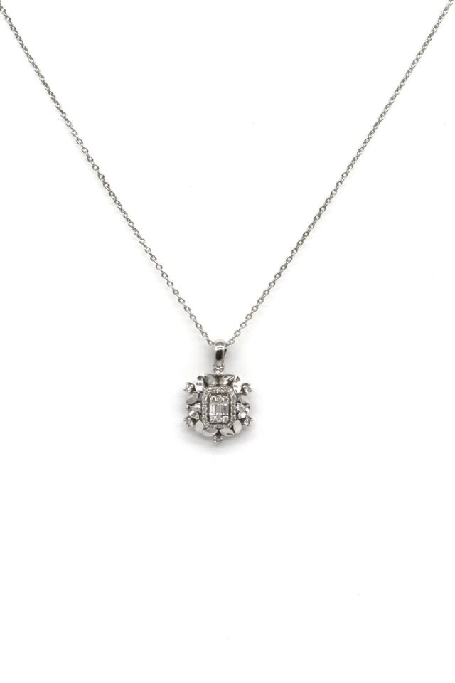 0.30 ct Kalemli Baget Pırlanta Kolye