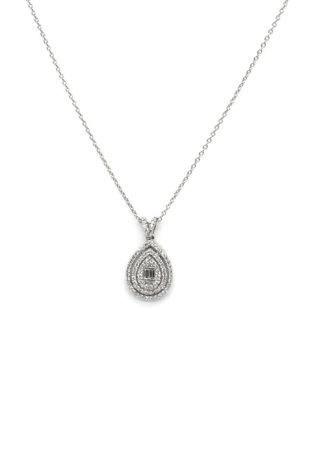 0.45 ct Coronet Damla Baget Pırlanta Kolye