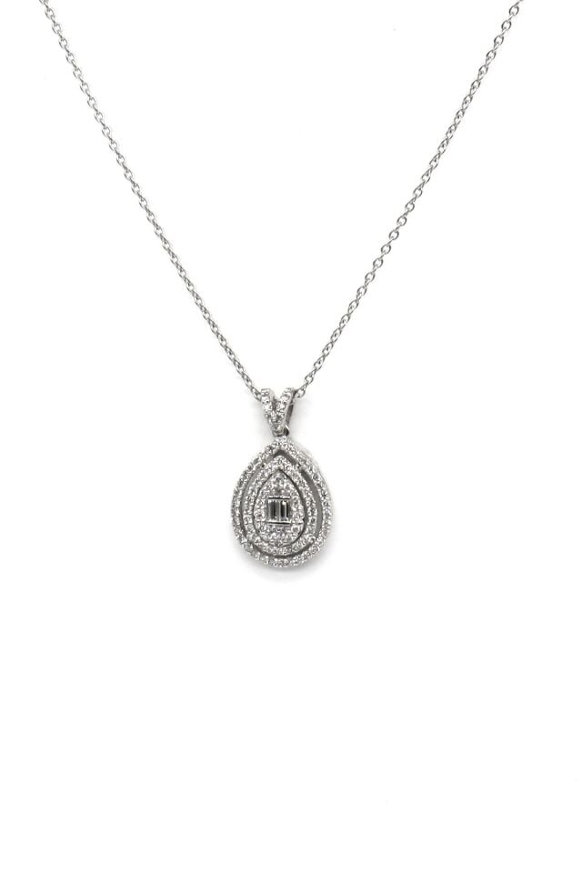 0.45 ct Coronet Damla Baget Pırlanta Kolye