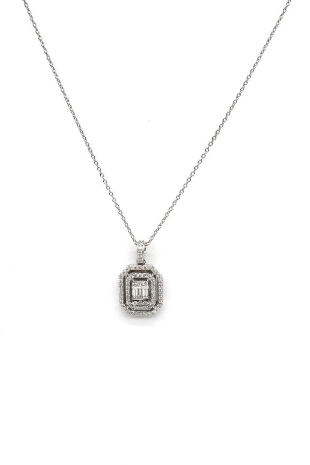 0.30 ct Baget Pırlanta Kolye