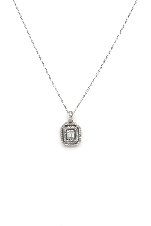 0.30 ct Baget Pırlanta Kolye