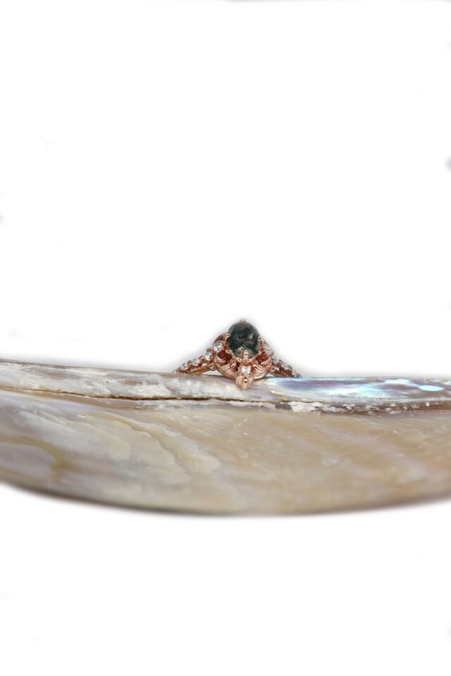 Vintage Moss Agate & Pırlanta Yüzük