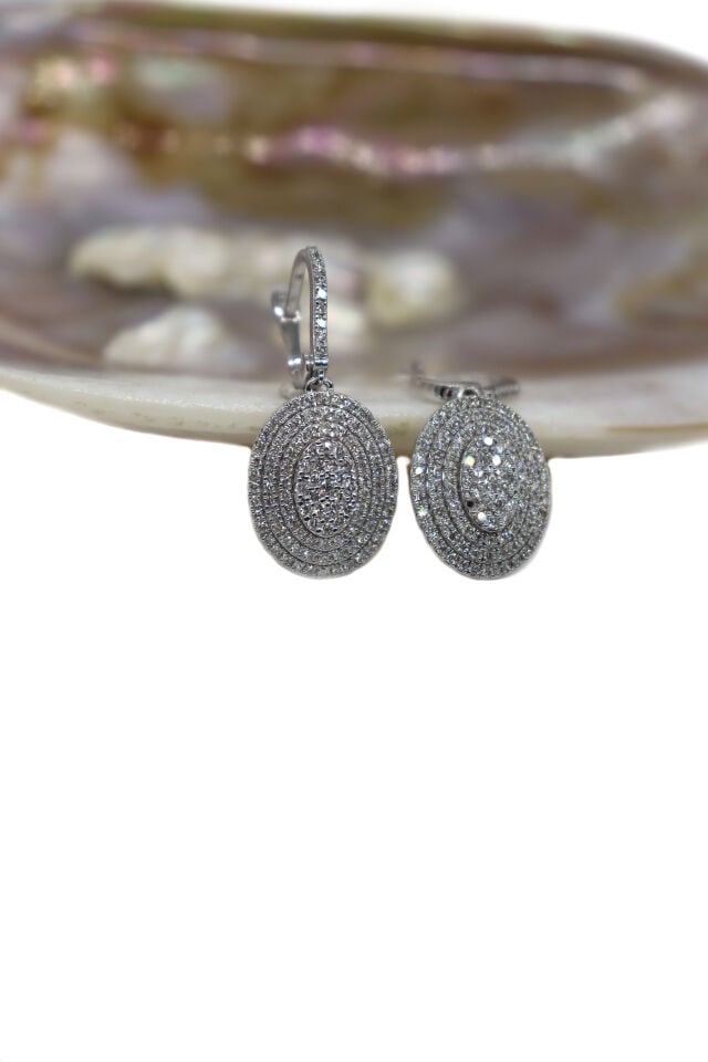 1.30 CT Oval Coronet Pırlanta Küpe