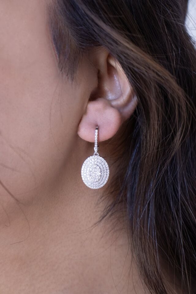 1.30 CT Oval Coronet Pırlanta Küpe