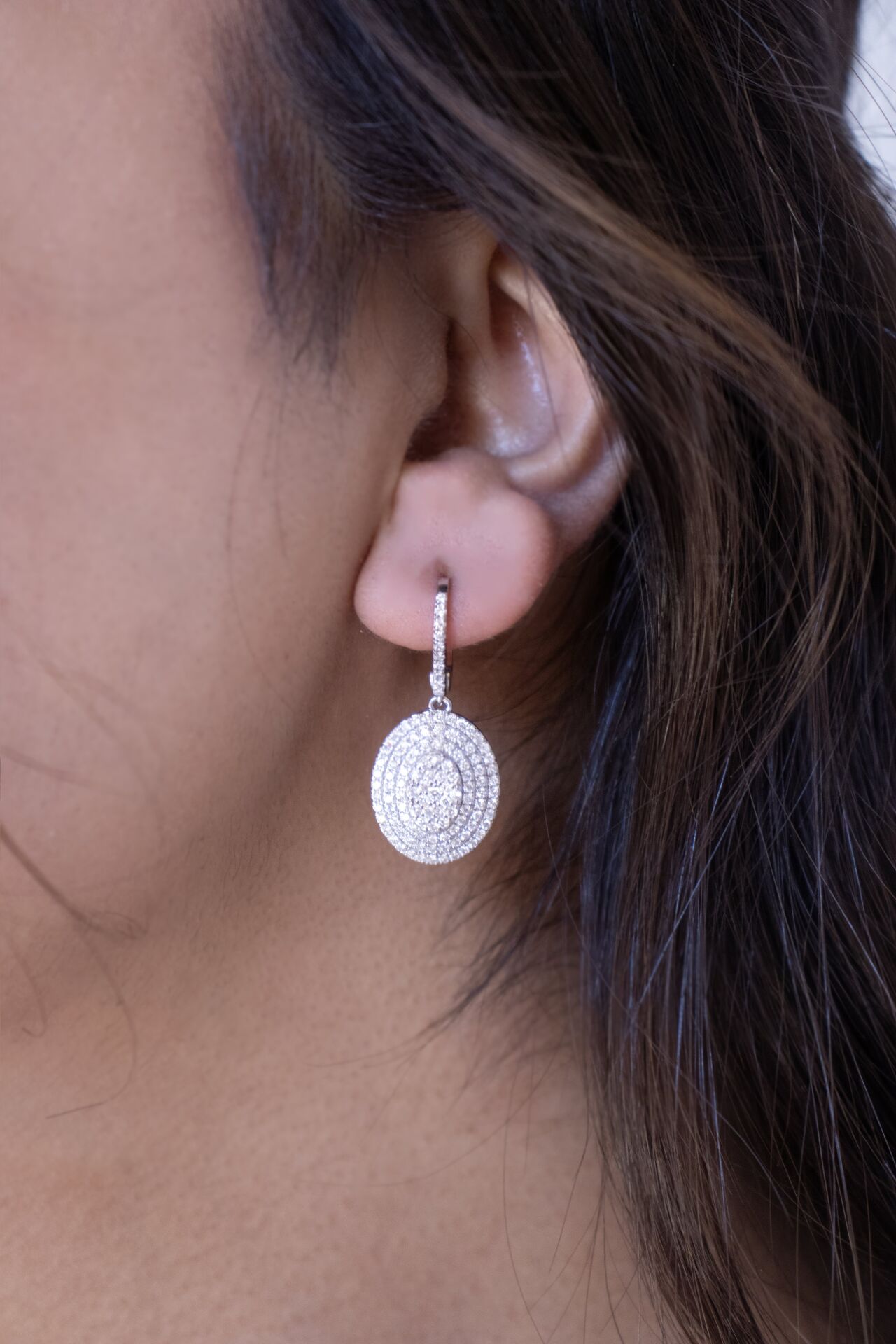 1.30 CT Oval Coronet Pırlanta Küpe