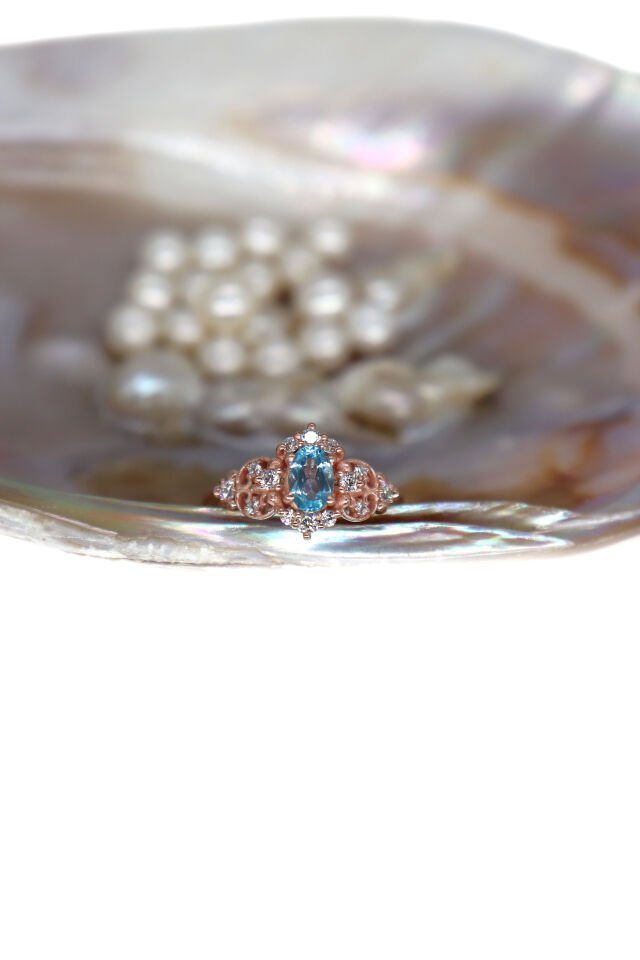 Vintage Aquamarine & Pırlanta Yüzük