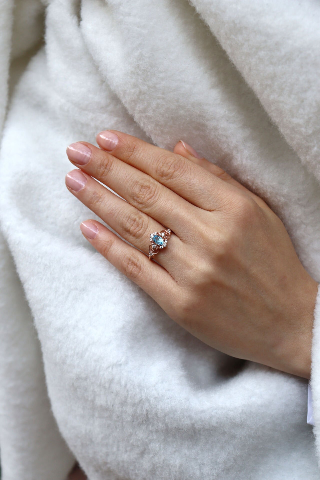 Vintage Aquamarine & Pırlanta Yüzük