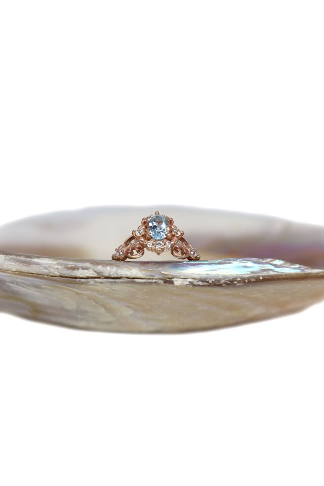 Vintage Aquamarine & Pırlanta Yüzük