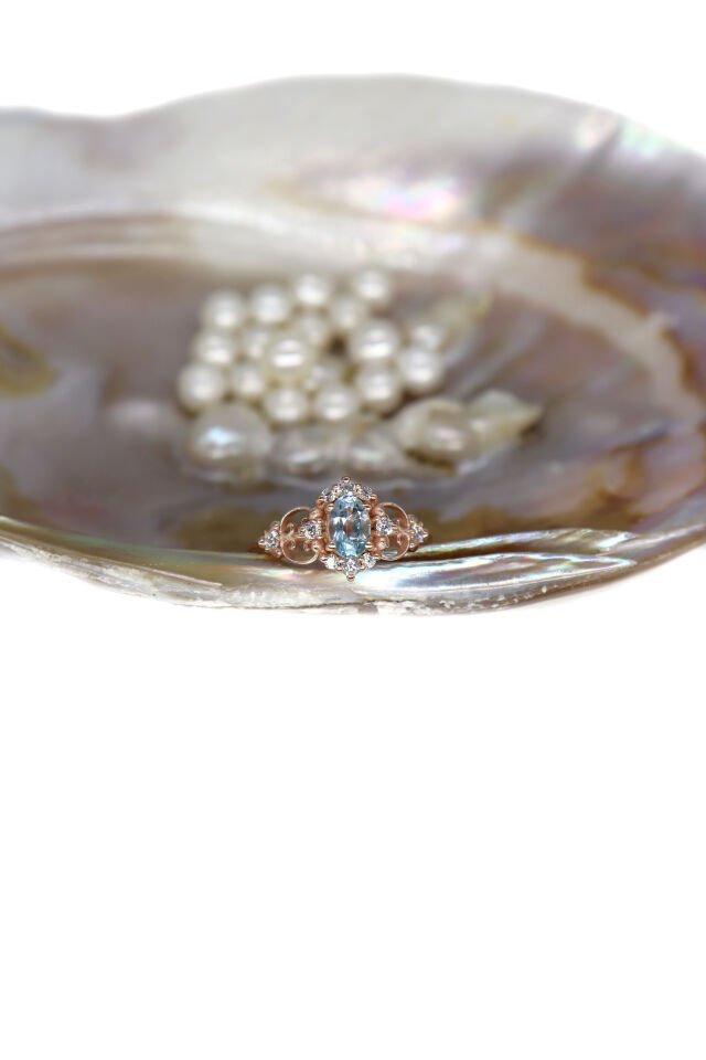 Vintage Aquamarine & Pırlanta Yüzük