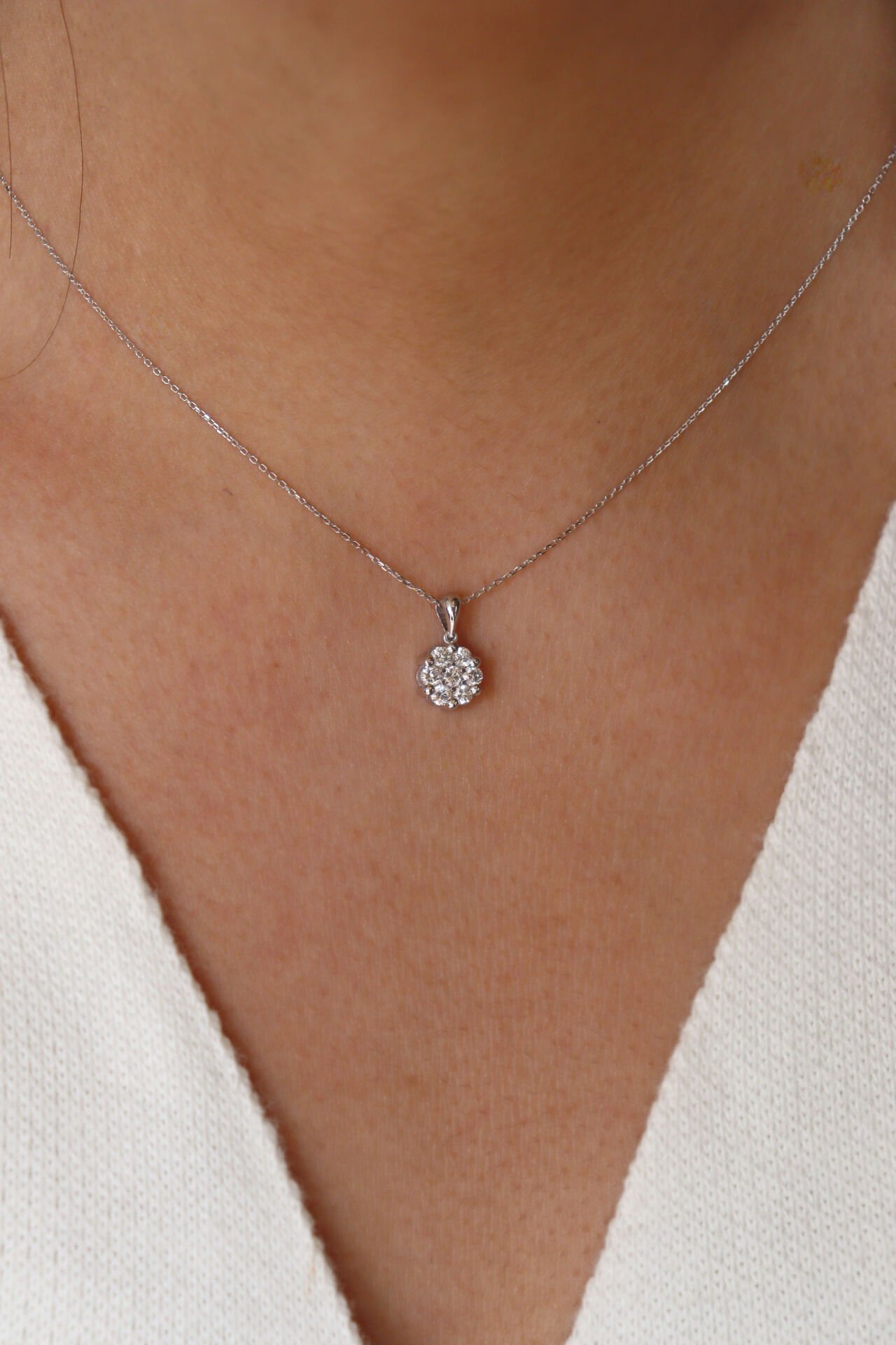 0.50 Ct Pırlanta Coronet Çiçek Kolye