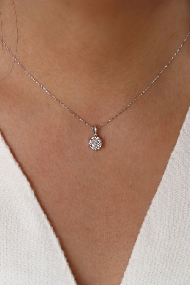 0.50 Ct Pırlanta Coronet Çiçek Kolye