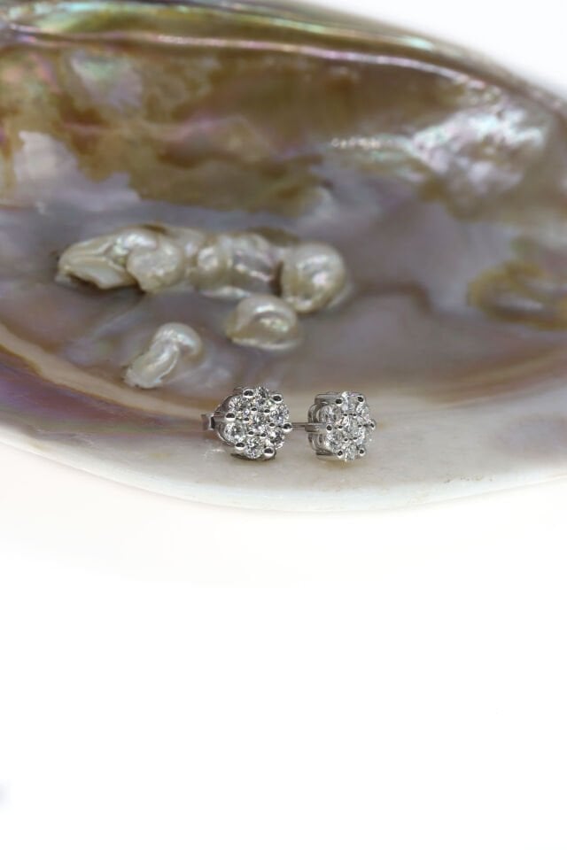 1.00 Ct Pırlanta Coronet Çiçek Küpe