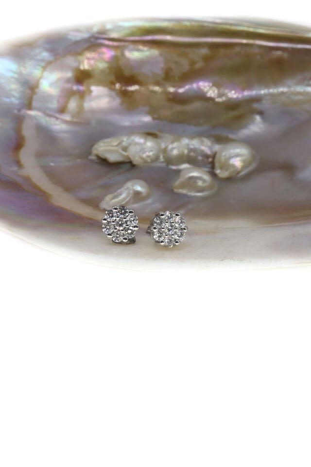 1.00 Ct Pırlanta Coronet Çiçek Küpe