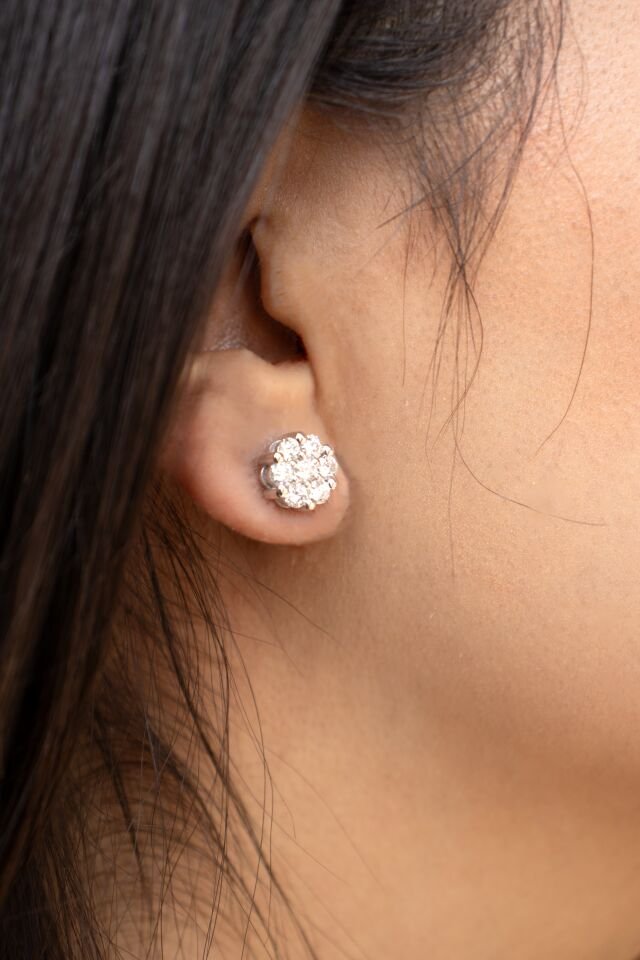 1.00 Ct Pırlanta Coronet Çiçek Küpe