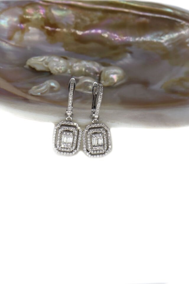 0.95 Ct Pırlanta Baget Küpe