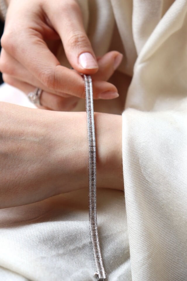 3,60 Ct Suyolu Baget Pırlanta Bileklik