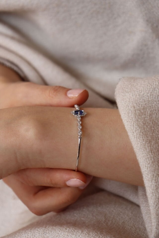 Safir Vintage Pırlanta Kelepçe